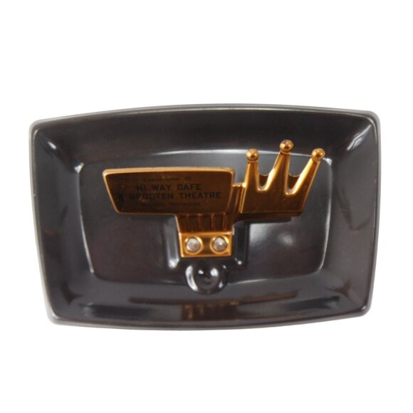 Vintage Hi Way Cafe & Brooten Theatre Metal Ashtray Brooten MN Advertisement 7" - Picture 2 of 11